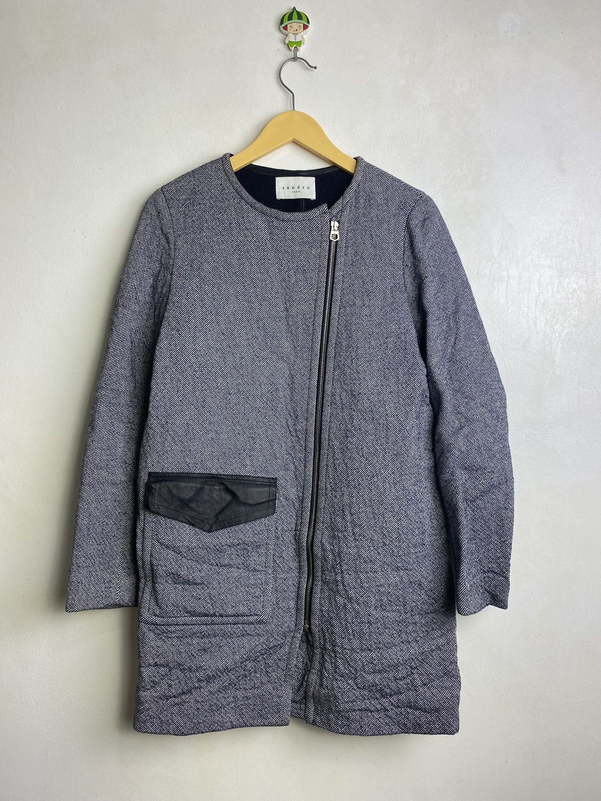 Sandro Sandro Paris - Grey Cotton Coat Jacket Size M / US 6-8 / IT 42-44 - 1 Thumbnail