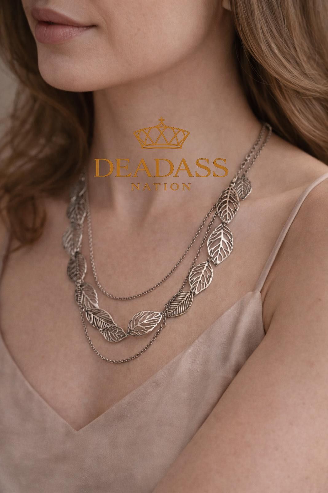 Other Deadass Nation Silver-Tone Leaf Layered Statement Necklace Size ONE SIZE - 2 Thumbnail