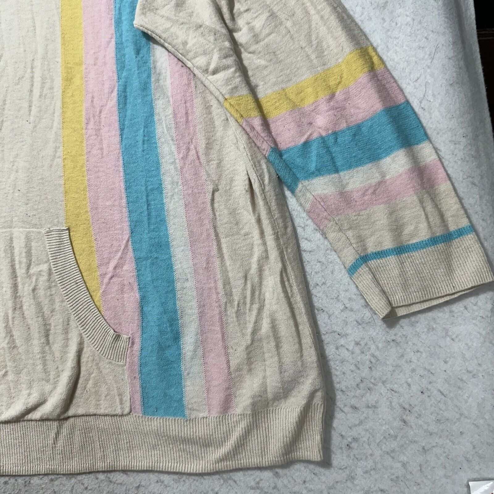 Other Torrid 3X Lightweight Sweater Hooded Pullover Beige Striped Size 3XL / US 20-22 - 6 Thumbnail