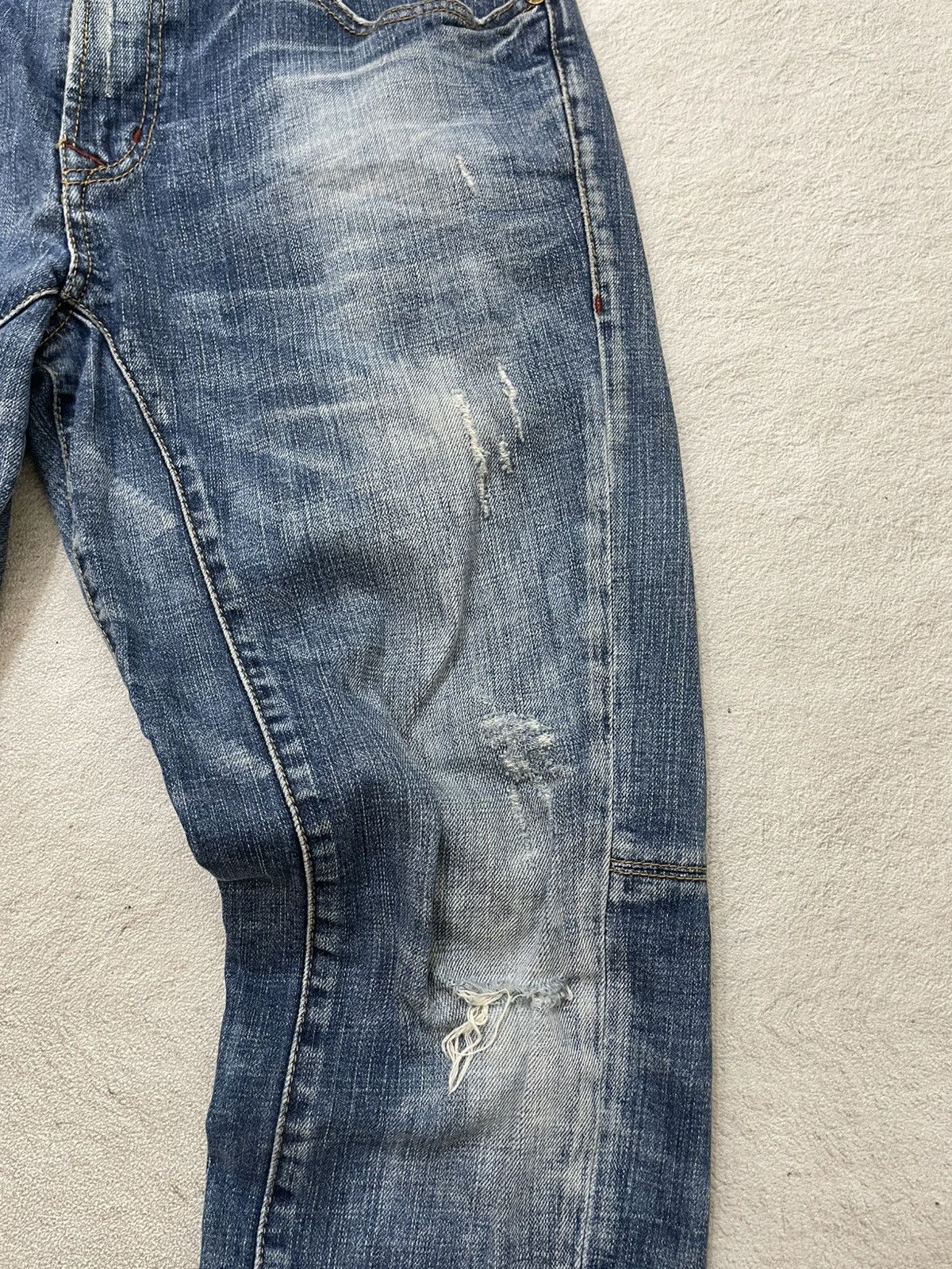 Kapital 2000s Buckaroo Ripped Denim Wash Jeans Slimfit Y2K Ifsix LGB Size US 31 - 3 Thumbnail