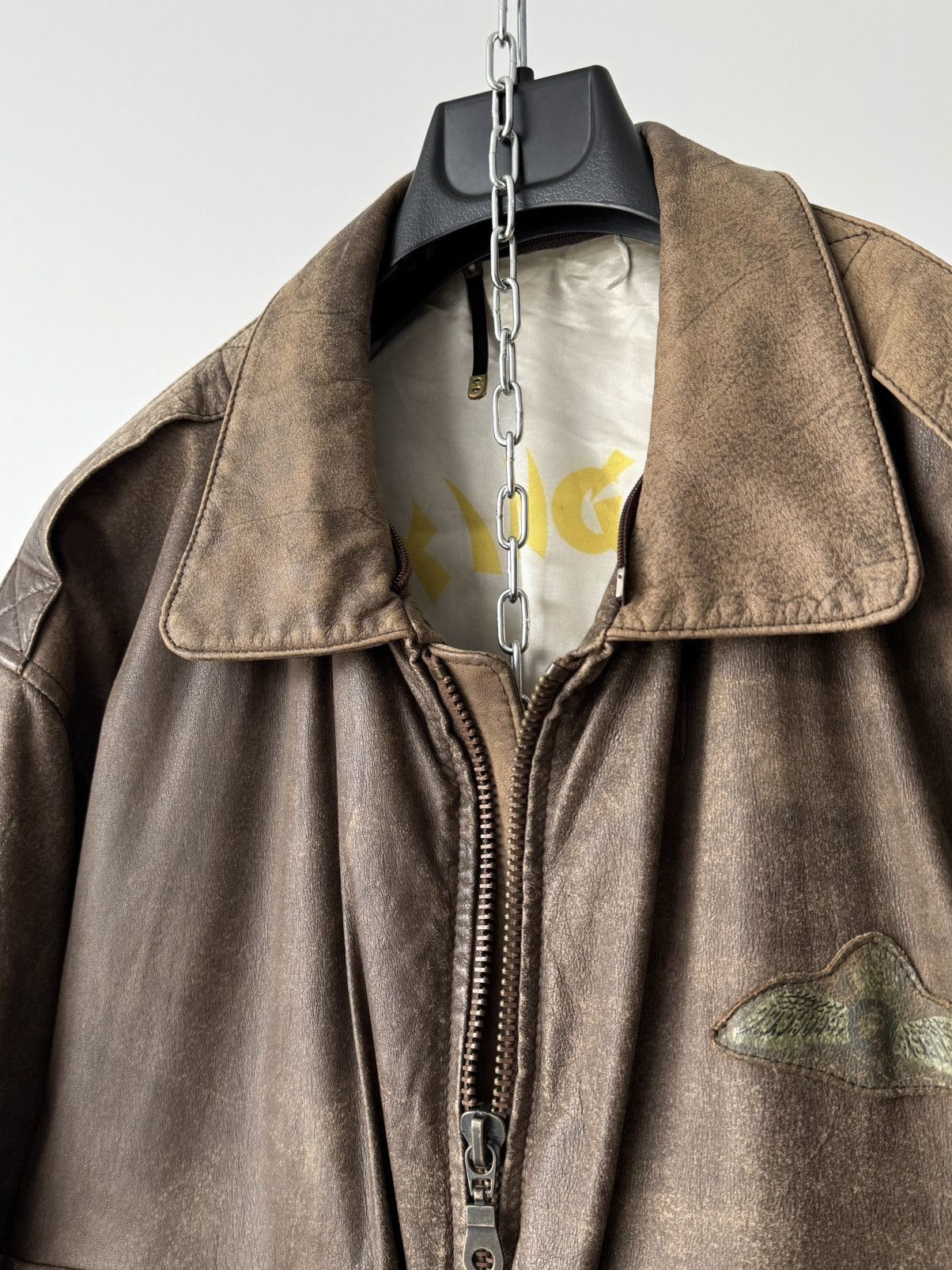 Japanese Brand × Vintage Vintage Aviator A2 Flying Faded Brown Leather Jacket Size US L / EU 52-54 / 3 - 5 Thumbnail