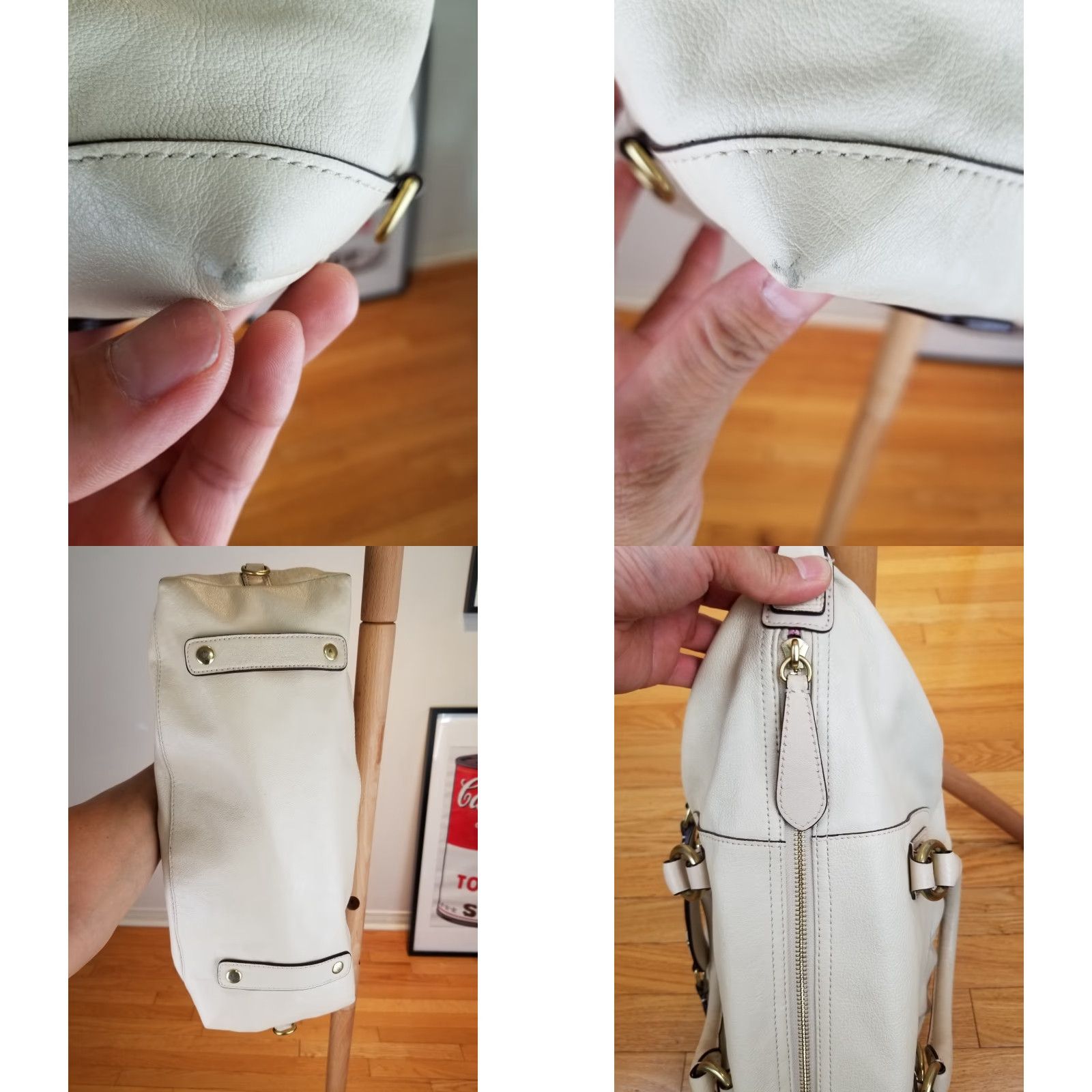 Coach VINTAGE COACH BEIGE LEATHER SHOULDER HAND BAG SZ 18'X10'X7' F15447 Size ONE SIZE - 9 Thumbnail