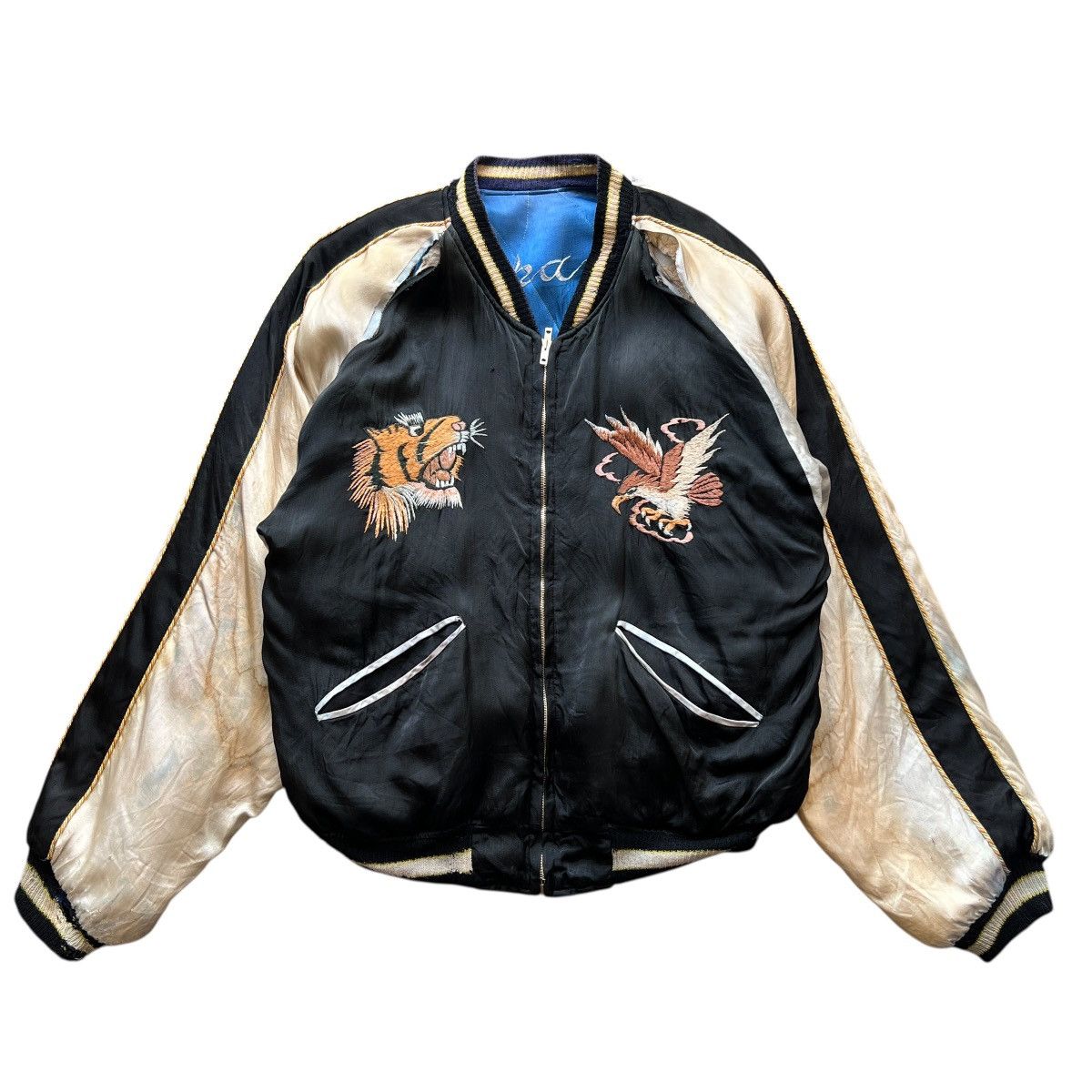 Vintage 🔥 50s WWII SUKAJAN SOUVENIR ANIMAL MOTIVE BOMBER JACKET Size US L / EU 52-54 / 3 - 13 Thumbnail