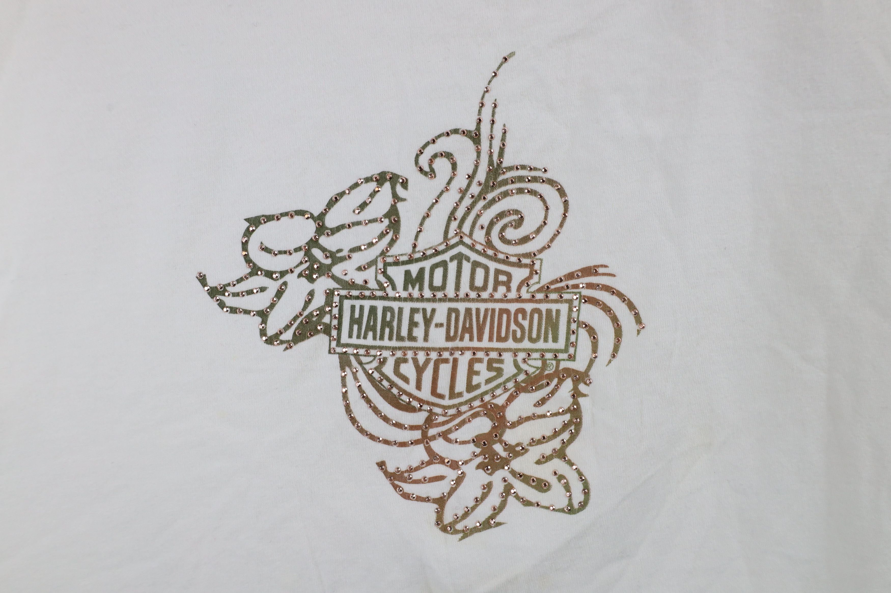 Harley Davidson × Vintage Vintage Y2K Harley Davidson Tribal Flower T-Shirt Cream Size XXL / US 16-18 / IT 52-54 - 4 Thumbnail