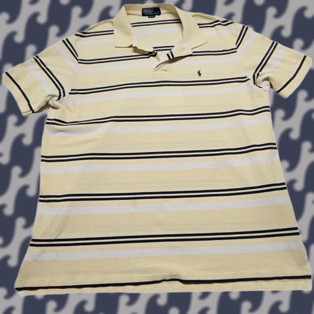 Ralph Lauren Polo Ralph Lauren Polo Shirt Striped 2XL Yellow Classic Fit Cotton Men’s Size US XXL / EU 58 / 5 - 1 Thumbnail