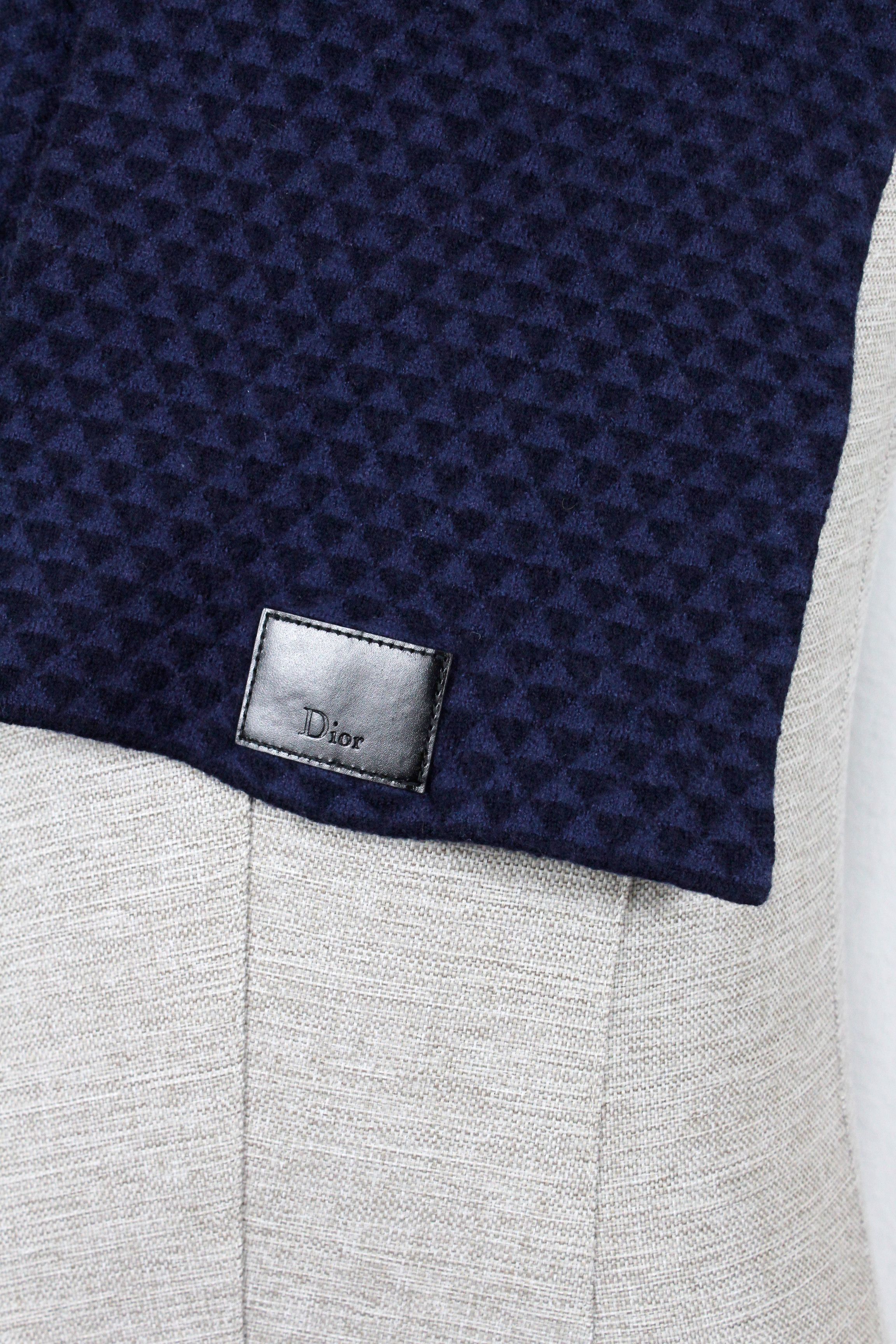 Dior Dior Homme Wool Navy Scarf Size ONE SIZE - 2 Thumbnail
