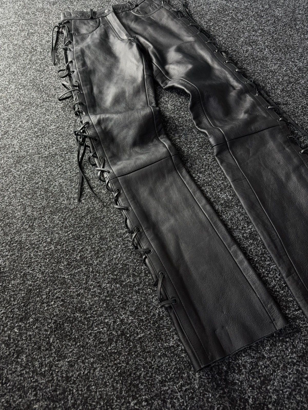 Leather Y2K Vintage Leather Pants Opium Style Alt Biker USA Rare Size 26" / US 2 / IT 38 - 2 Thumbnail
