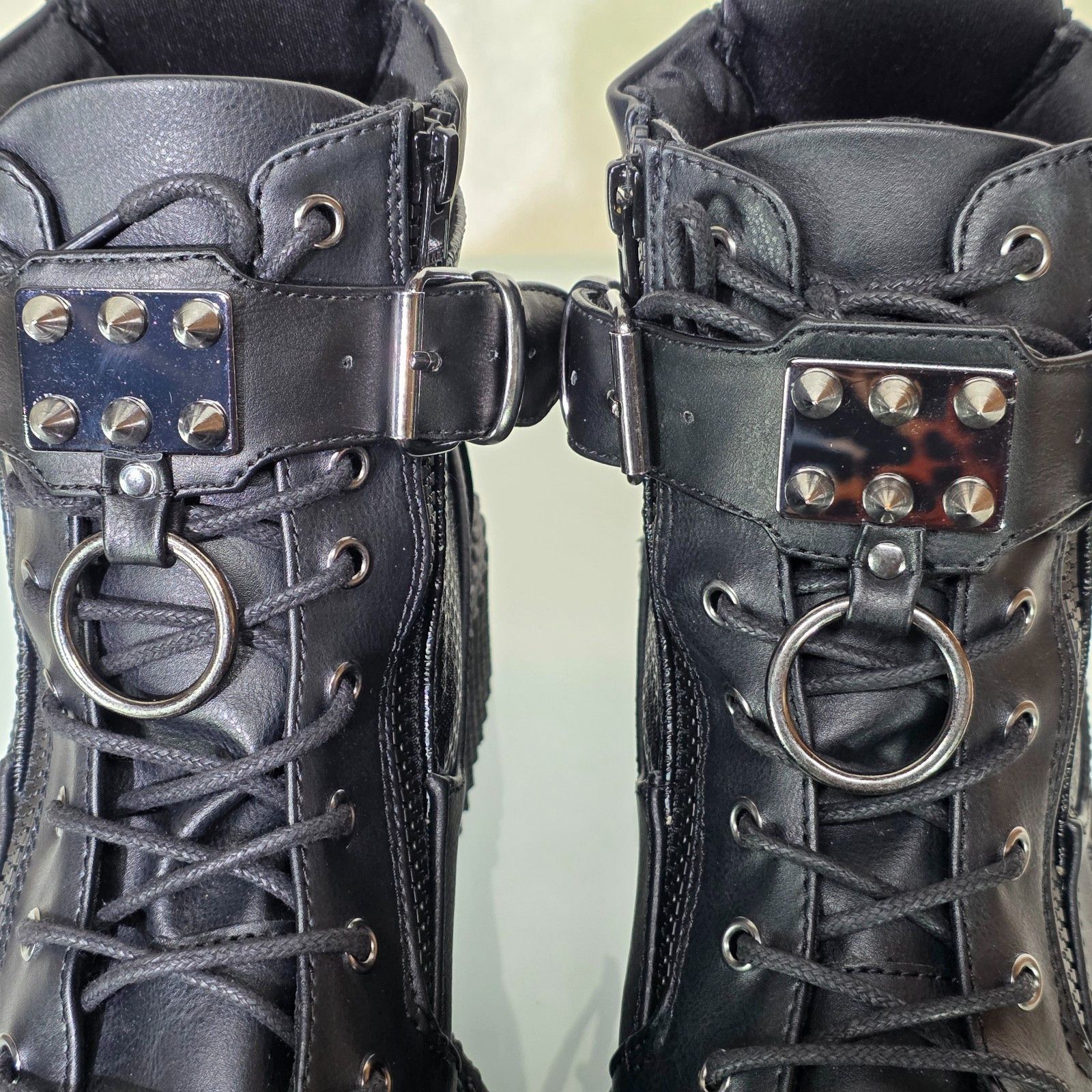 Demonia Cult DEMONIA Camel 65 Stacked Black Matte V-Leather Platform Goth Size US 10 / IT 40 - 8 Thumbnail