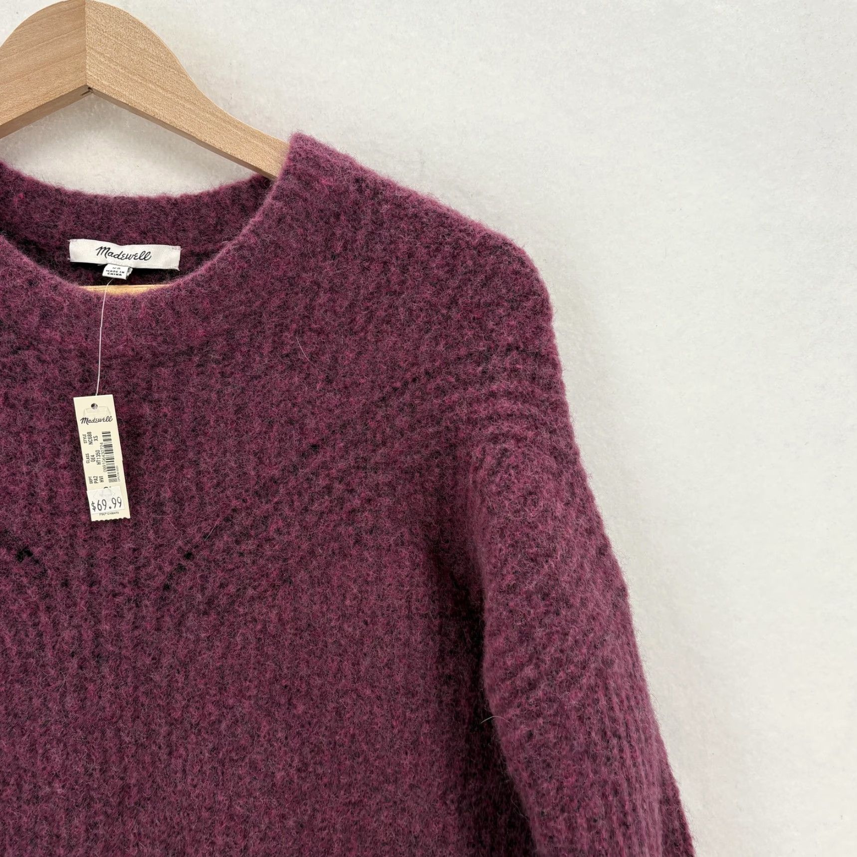 Madewell Madewell Sweater Womens XS Purple Wool Camel Hair Crew Neck Chunky Knit NWT Size XS / US 0-2 / IT 36-38 - 2 Thumbnail