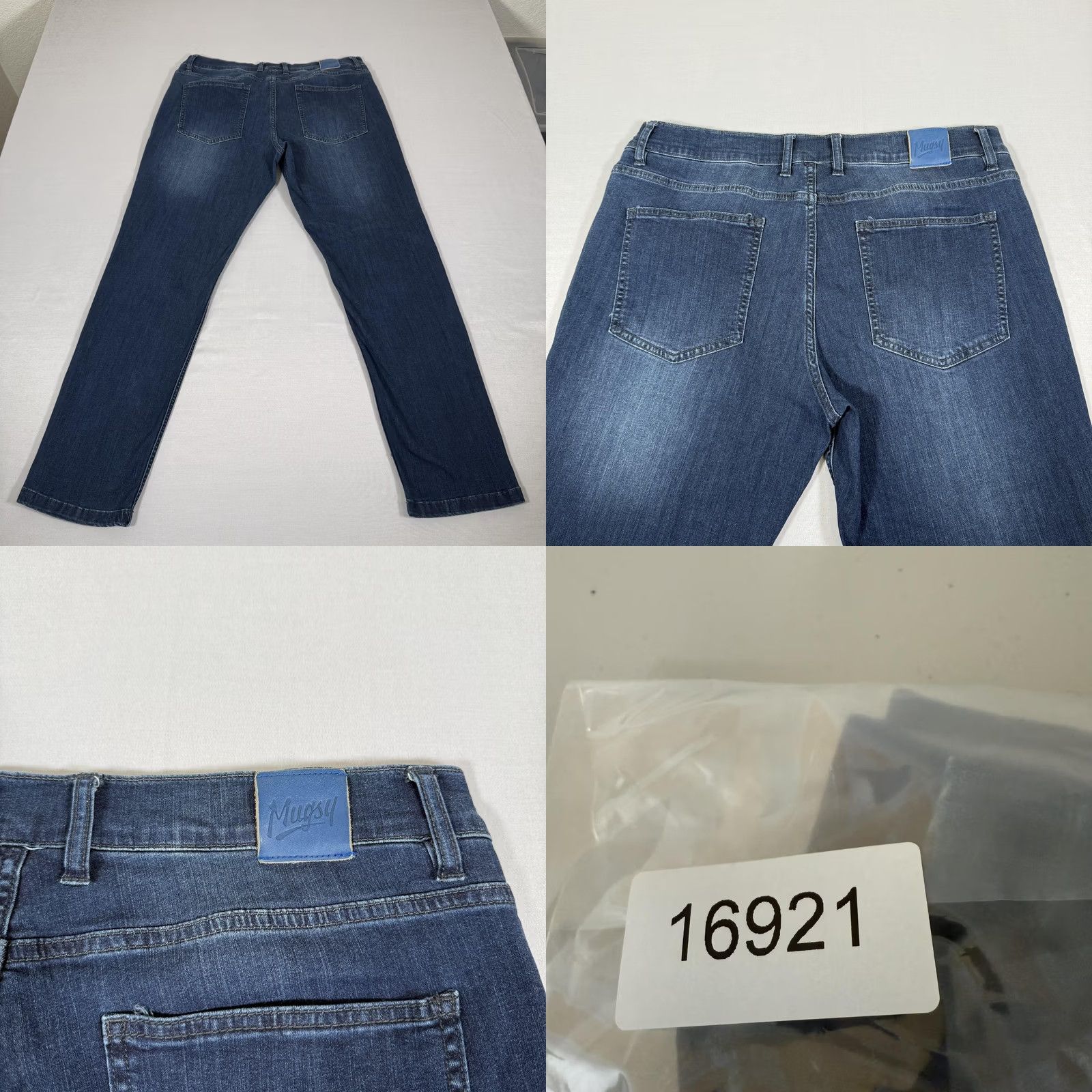 Vintage Mugsy Jeans Mens 36x32 Blue Fultons Slim Straight Fit Stretch Denim Jeans Work Size US 36 / EU 52 - 9 Thumbnail