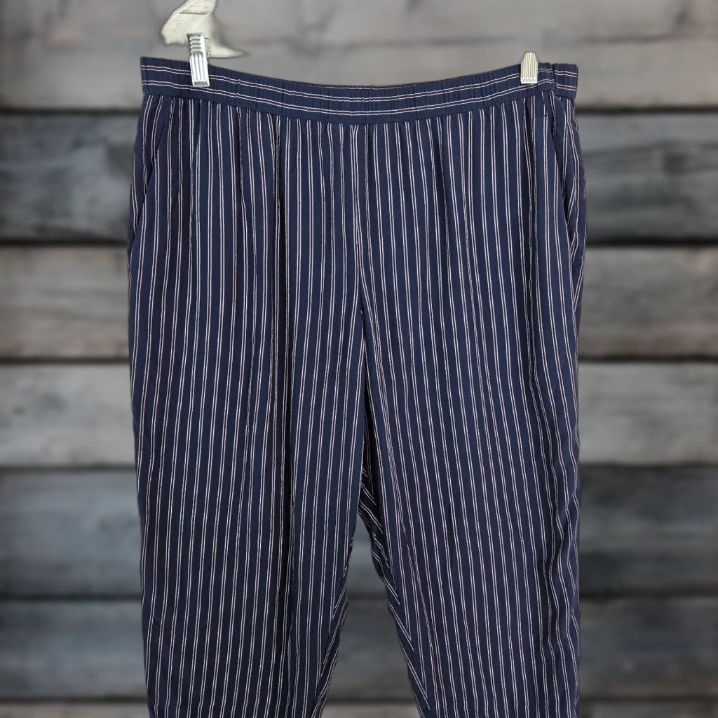Eileen Fisher Eileen Fisher Womens Pants Pull On Blue Striped High Rise Tencel Blend Size L Size 36" / US 14 / IT 50 - 1 Thumbnail