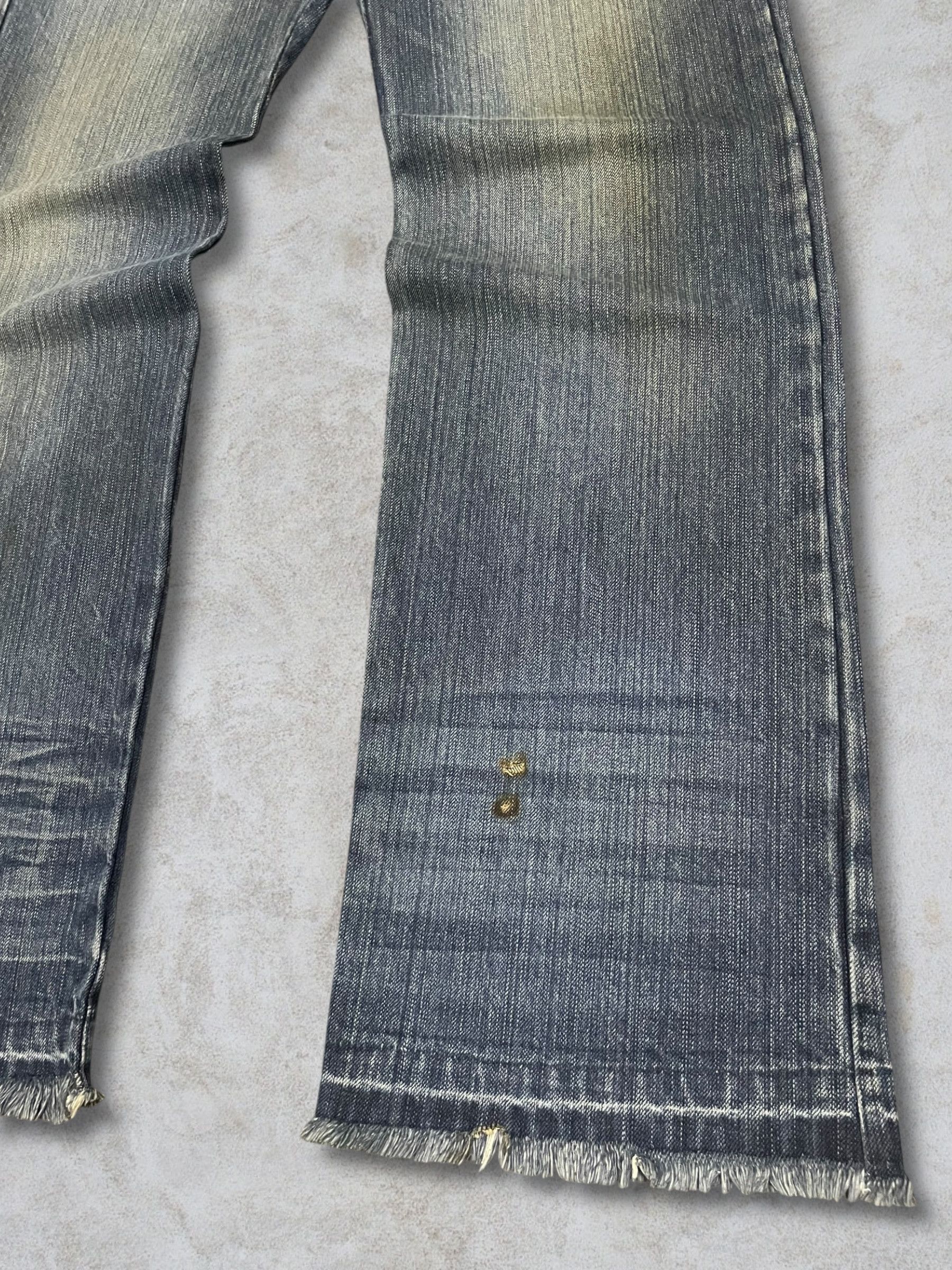 Japanese Brand Vintage Japanese Skull Gothic Loose Straight Frayed Jeans Size 31" - 6 Thumbnail