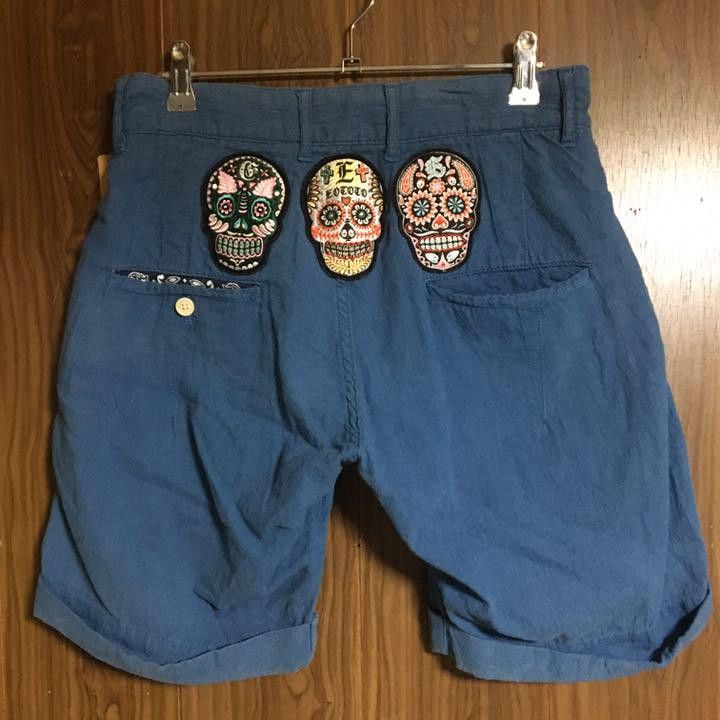 Eototo EO TO TO DAY OF DEATH SKULL LINEN/COTTON SHORTS SIZE M Size US 30 / EU 46 - 9 Thumbnail