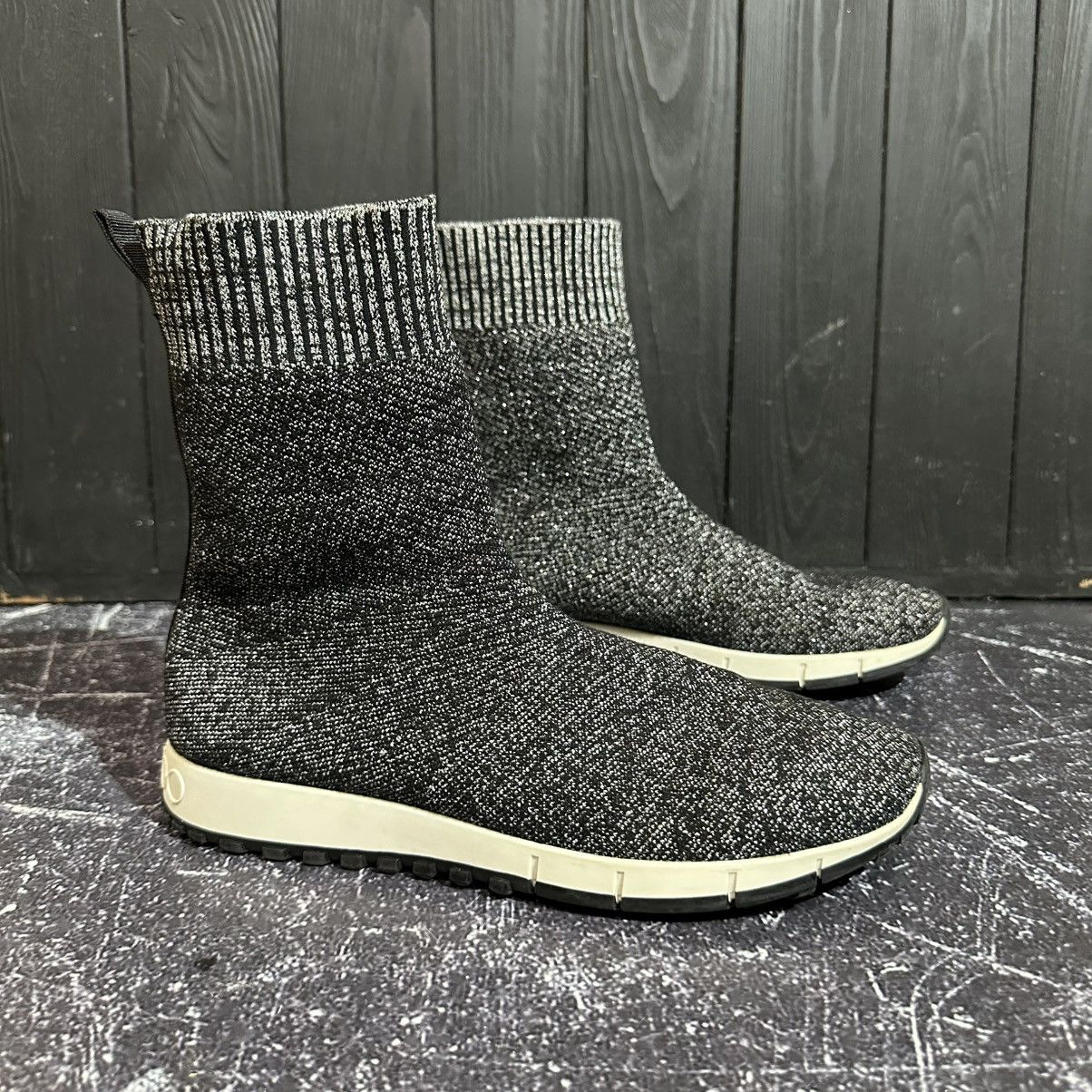 Jimmy Choo Jimmy Choo Norway Knit & Lurex Mid High Trainers Size 38 Size US 8 / IT 38 - 2 Thumbnail