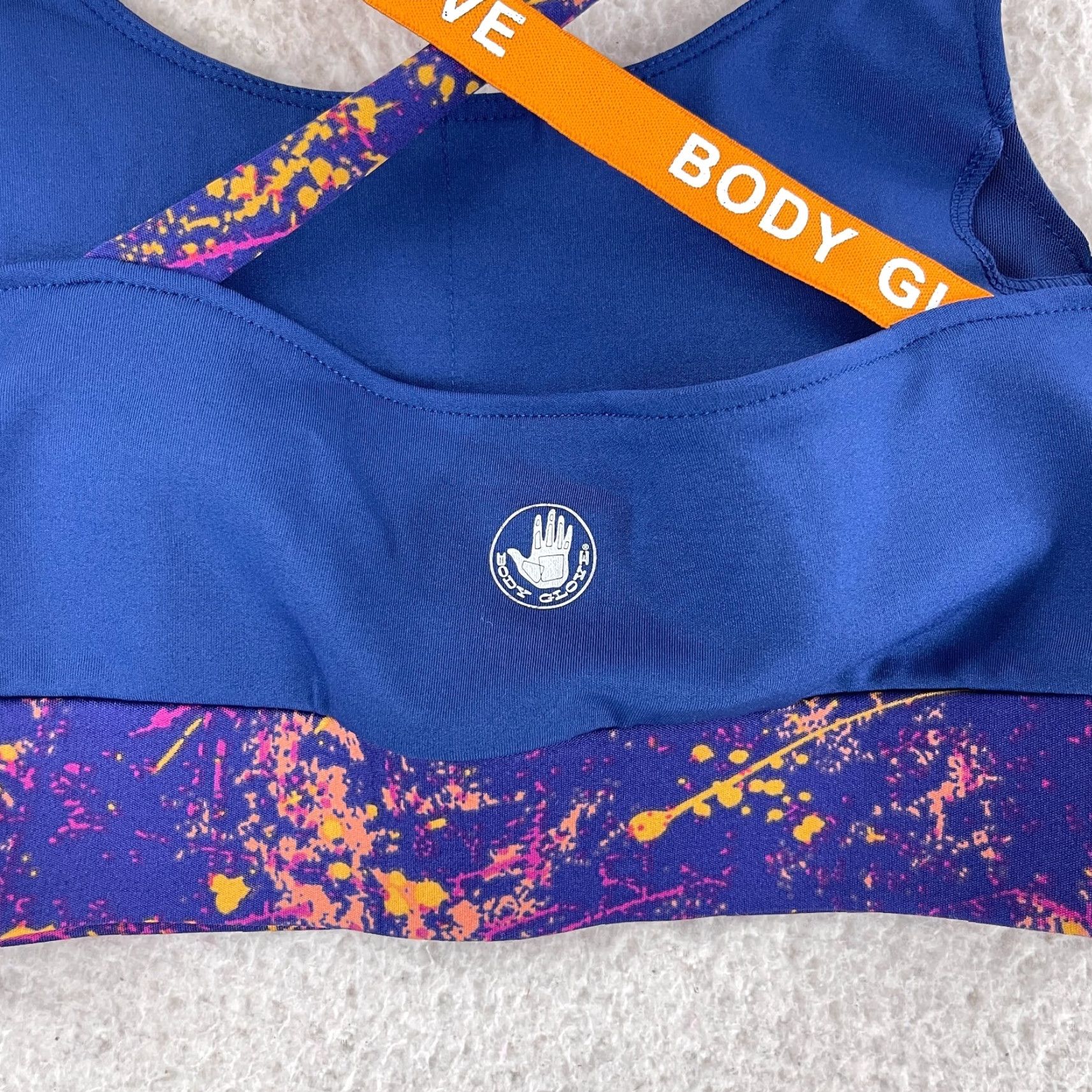 Body Glove Body Glove Sports Bra Womens Large Blue Orange Crossback Straps Padded Wireless Quick-Dry Breathable, 2-Color Spell Out Size ONE SIZE - 7 Thumbnail