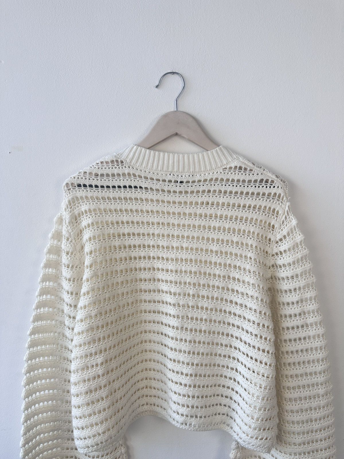 Ann Demeulemeester Ann Demeulemeester Ivory Crochet Knit Sweater L Mesh Archive Size L / US 10 / IT 46 - 11 Thumbnail