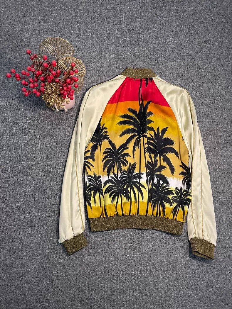 Saint Laurent Paris Saint Laurent Paris Silk Palm Tree Jacket Size US S / EU 44-46 / 1 - 6 Thumbnail