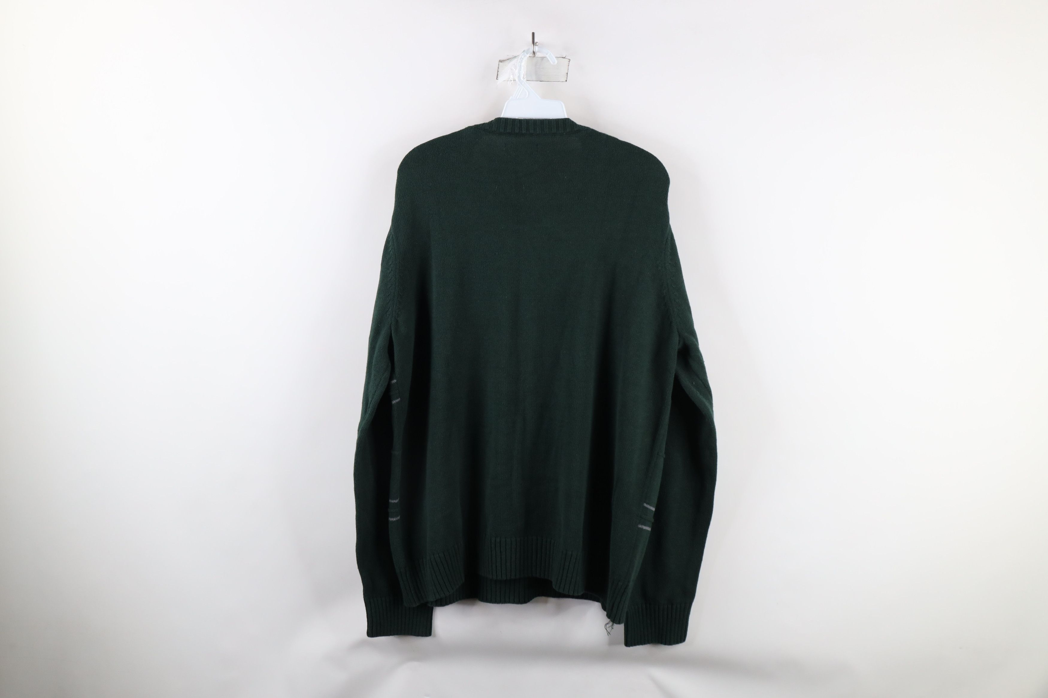 Vintage Vintage 90s Streetwear Striped Knit Crewneck Sweater Green Size US XL / EU 56 / 4 - 7 Thumbnail
