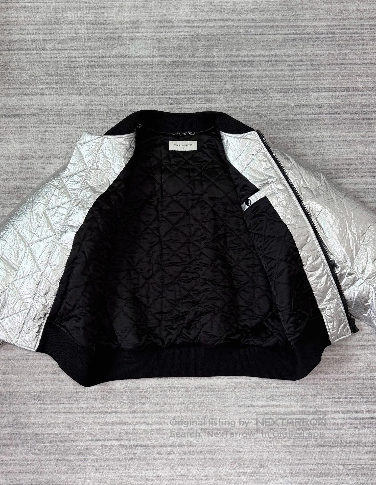 Dries Van Noten silver bomber jacket with back zipper. Size US L / EU 52-54 / 3 - 4 Thumbnail