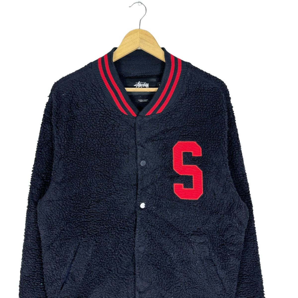Stussy ☀️STUSSY FLEECE DEEP PILE VARSITY SNAP BUTTON JACKET Size US L / EU 52-54 / 3 - 3 Thumbnail
