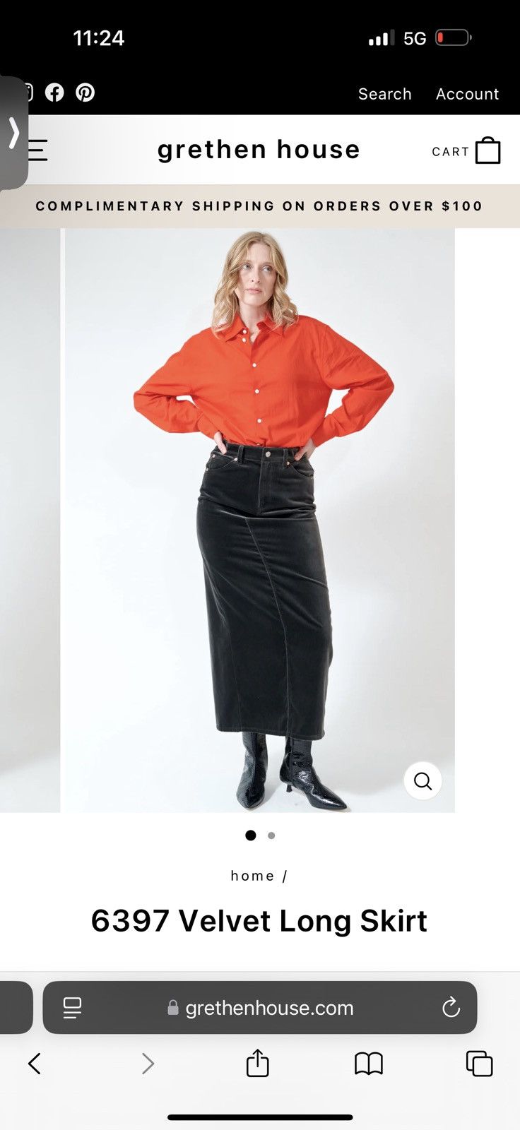 6397 6397 velvet maxi skirt w/ slit in back size 2 NEW with Tag Size 26" / US 2 / IT 38 - 2 Thumbnail