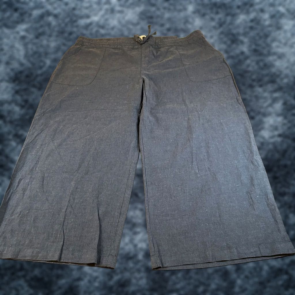 Liz Claiborne Liz Claiborne Pants Wide-Leg Crop Lounge Drawstring Blue Womens 0X 44x26" NWT Size 40" / US 18 - 1 Thumbnail
