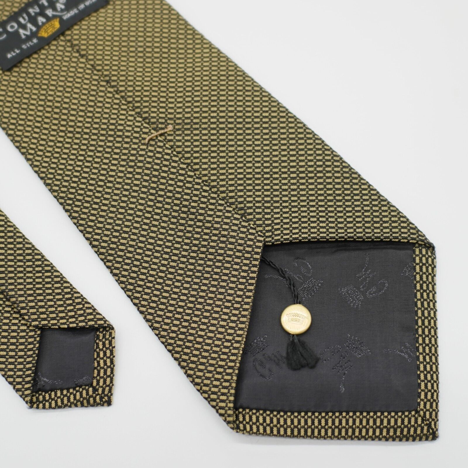 Countess Mara Countess Mara Gold Black Geometric Woven Wide Silk Tie Size ONE SIZE - 6 Thumbnail