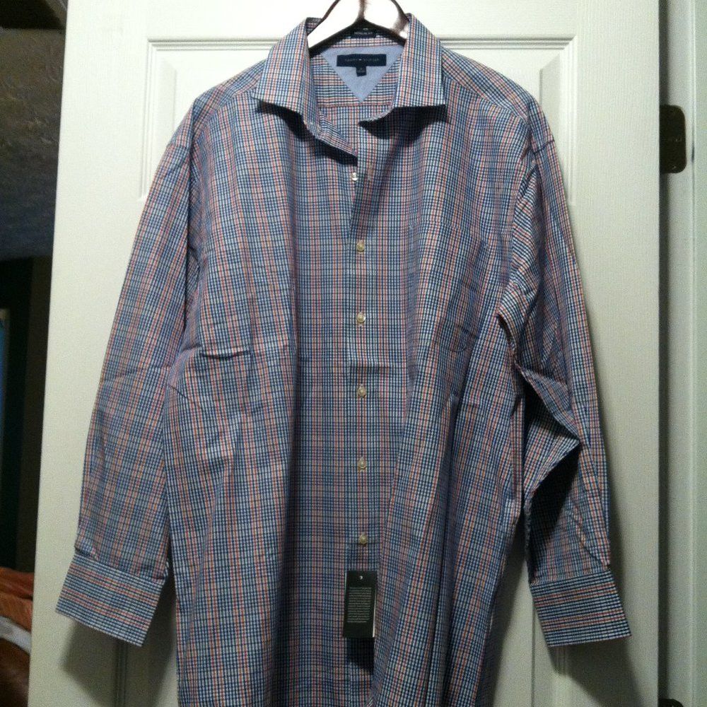 Tommy Hilfiger TOMMY HILFIGER MENS NEW BLUE 100%COTTON DRESS SHIRT 17/32-33 Size US XL / EU 56 / 4 - 4 Thumbnail