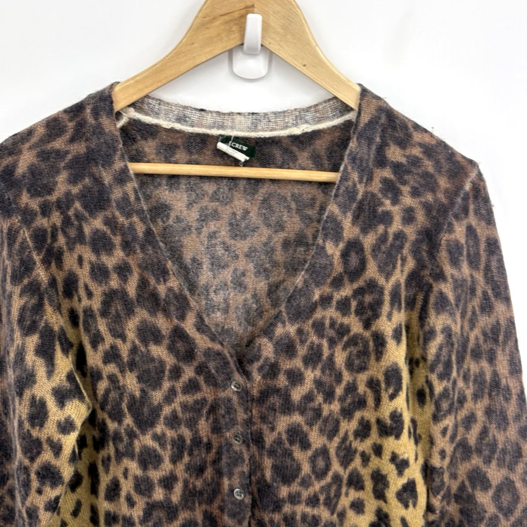 J.Crew J.CREW Brown Leopard Cardigan Sweater XLarge Indie Sleaze Alt Grunge 2010s Y2K Mohair Size XL / US 12-14 / IT 48-50 - 4 Thumbnail