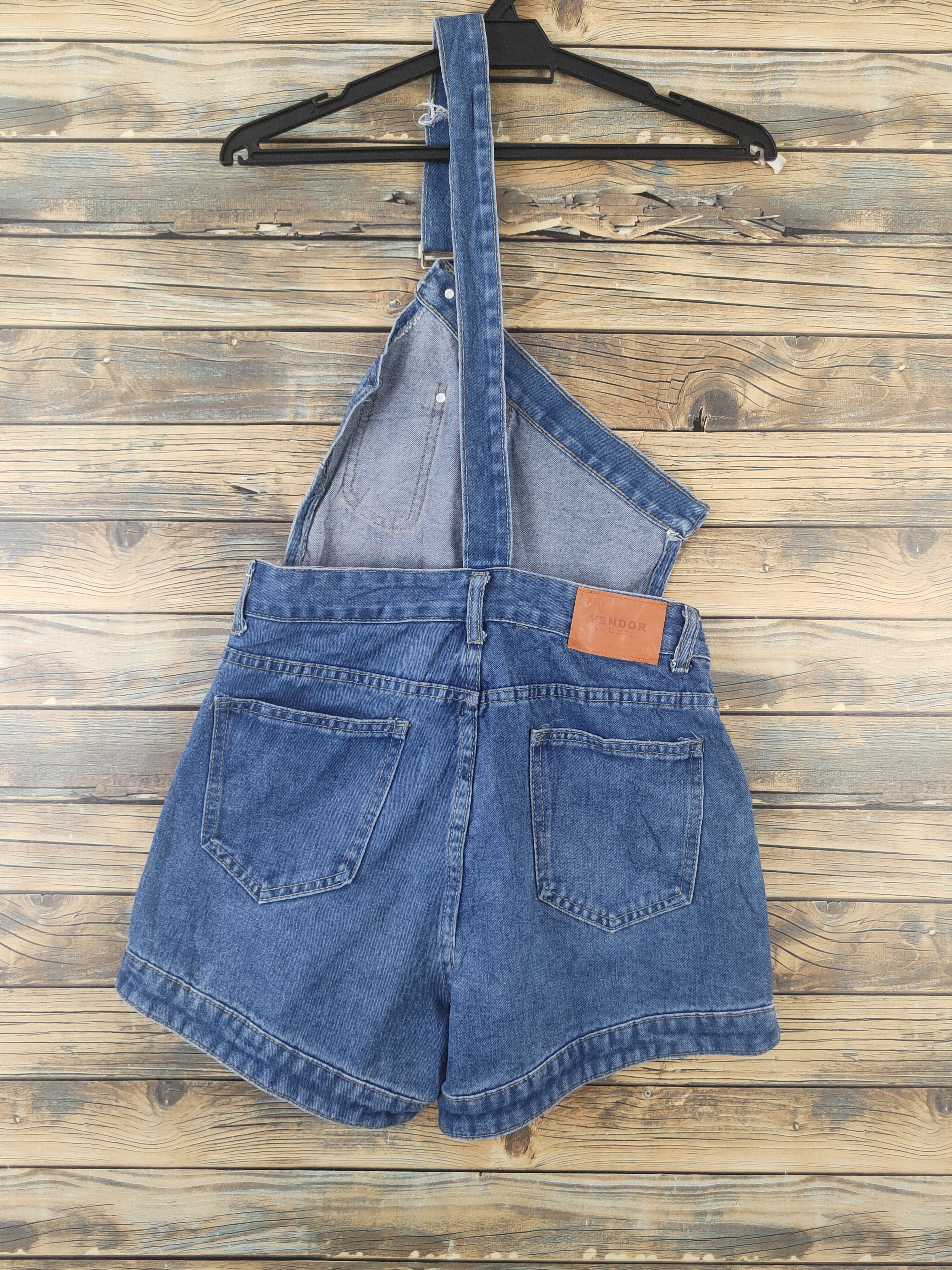 Japanese Brand × Vintage Vintage Vendor Blue Half Shoulder Denim Shortall Jumpsuits Size 28" / US 6 / IT 42 - 5 Thumbnail