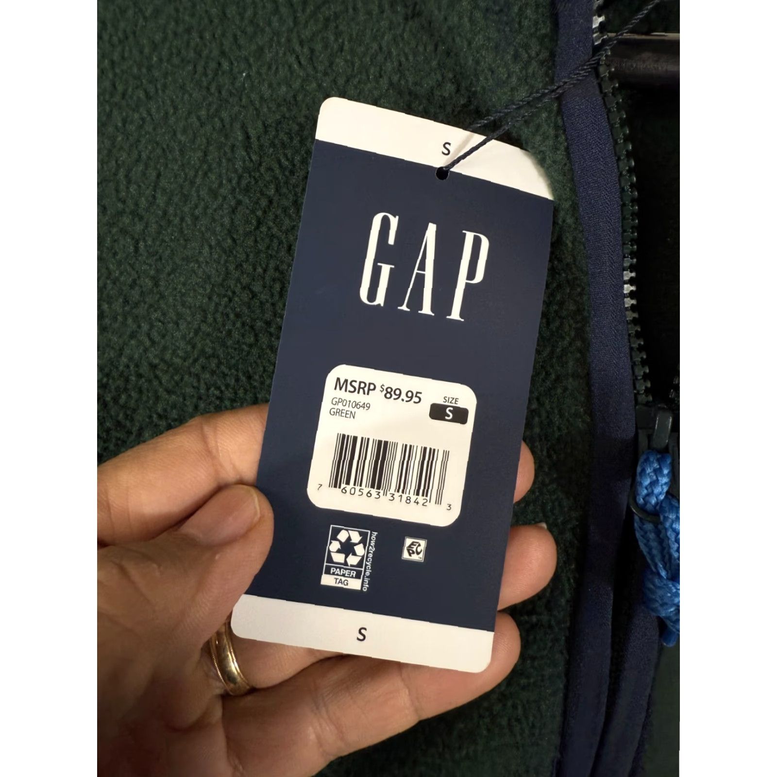 Gap Gap Sherpa Fleece Pullover Mens S Green Half-Zip Long Sleeve Stand-Up Neck NWT Vintage No Size US S / EU 44-46 / 1 - 6 Thumbnail