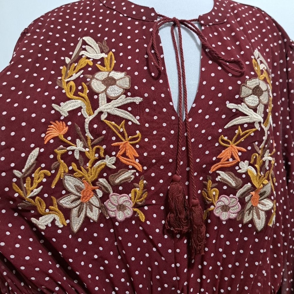 Other RusttyDustty Polka-Dot Floral Embroidered Modern Boho Tie Ne Size 4XL / US 24-26 - 11 Thumbnail