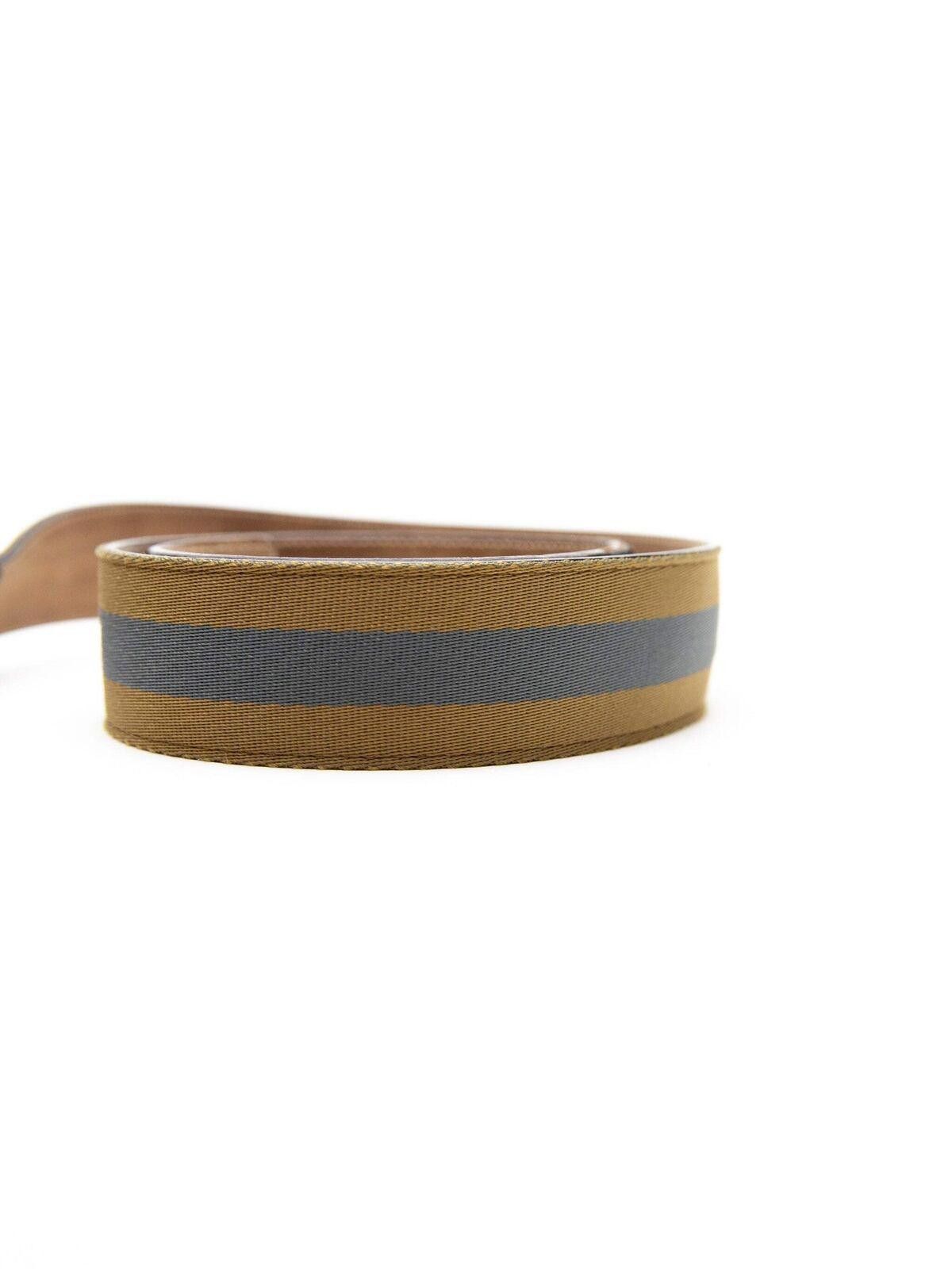 Gucci Gucci Mens Blue & Yellow Striped Canvas Silver GG Belt Size ONE SIZE - 3 Thumbnail