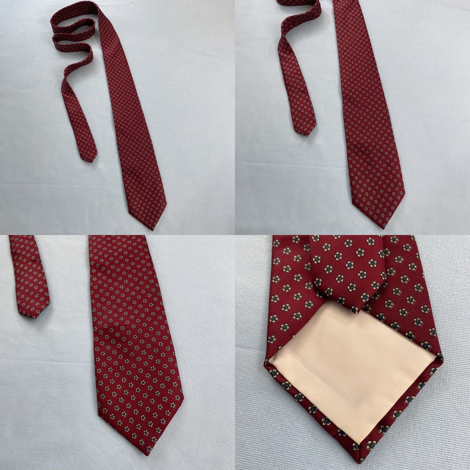 MCM VINTAGE Reed St. James Silk ITALY Tie 3x54 Short MCM Floral Medallion Red Necktie Classic 1970s 90s Macclesfield neat foulard Size US 35 - 10 Thumbnail