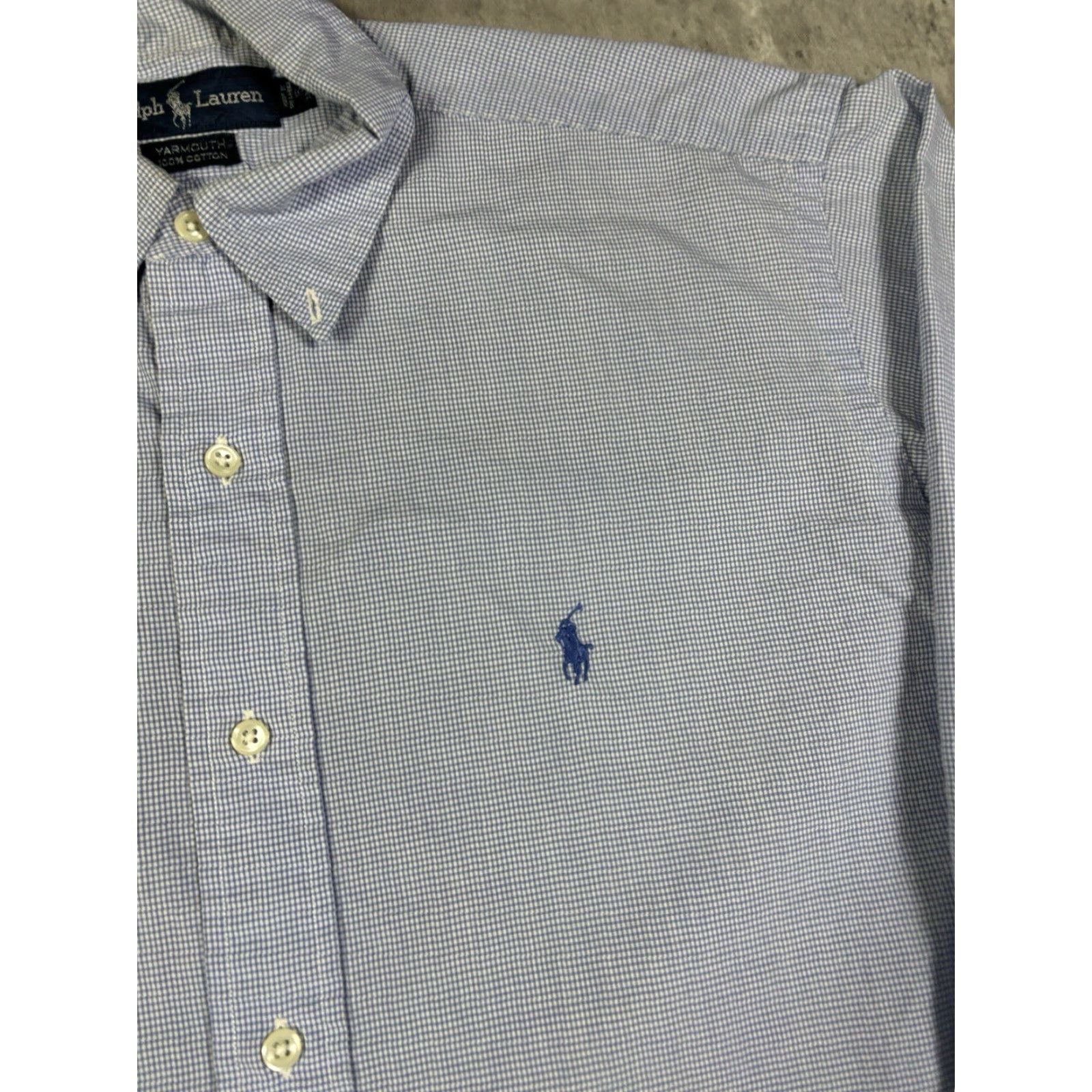 Ralph Lauren VINTAGE Ralph Lauren Blue Button-Down Woven Dress Shirt L Men's Plaid Cotton Shirt Size 42R - 4 Thumbnail
