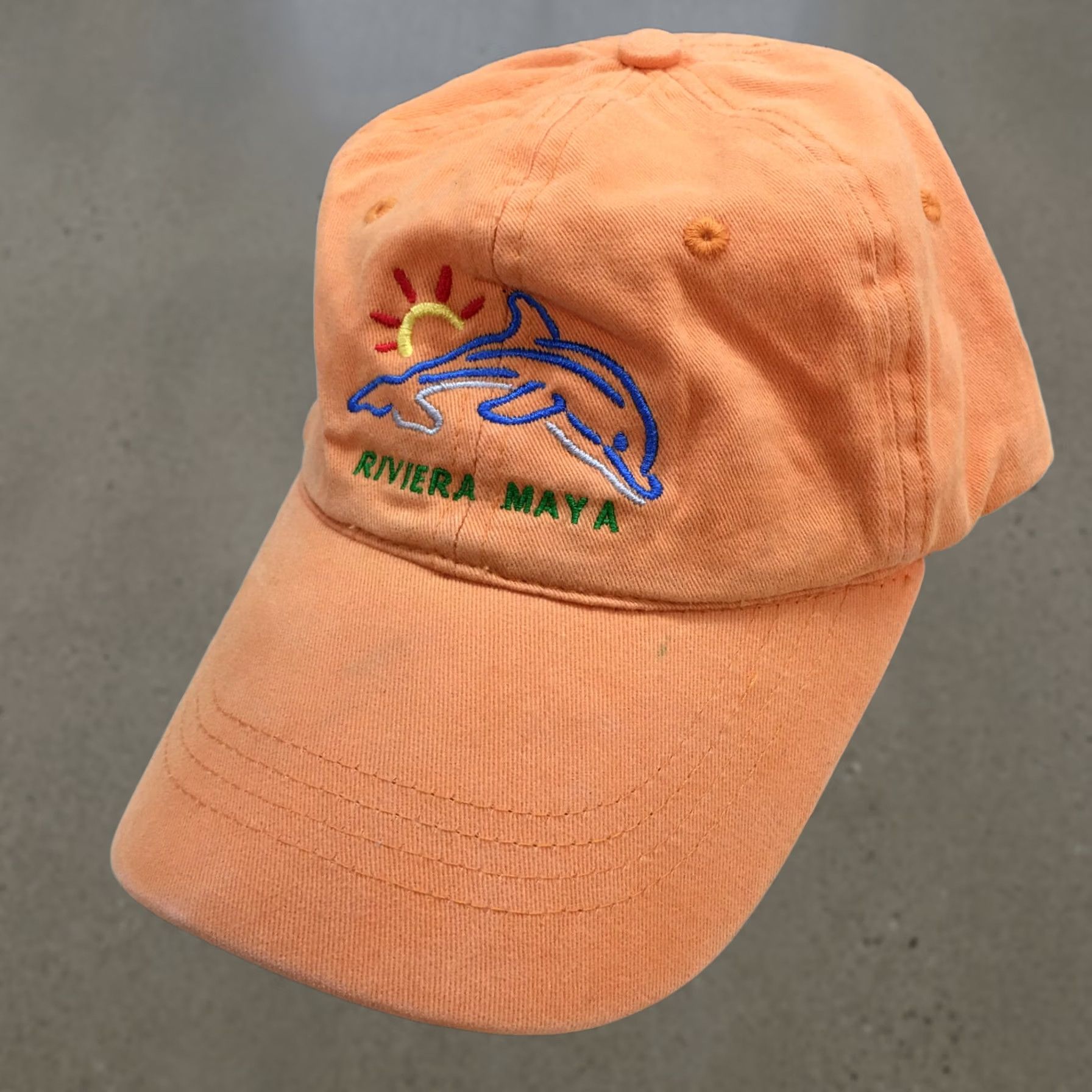 Vintage Riviera Maya Baseball Cap Orange OS Adjustable Curved Brim Embroidered Logo Mens Size ONE SIZE - 1 Thumbnail
