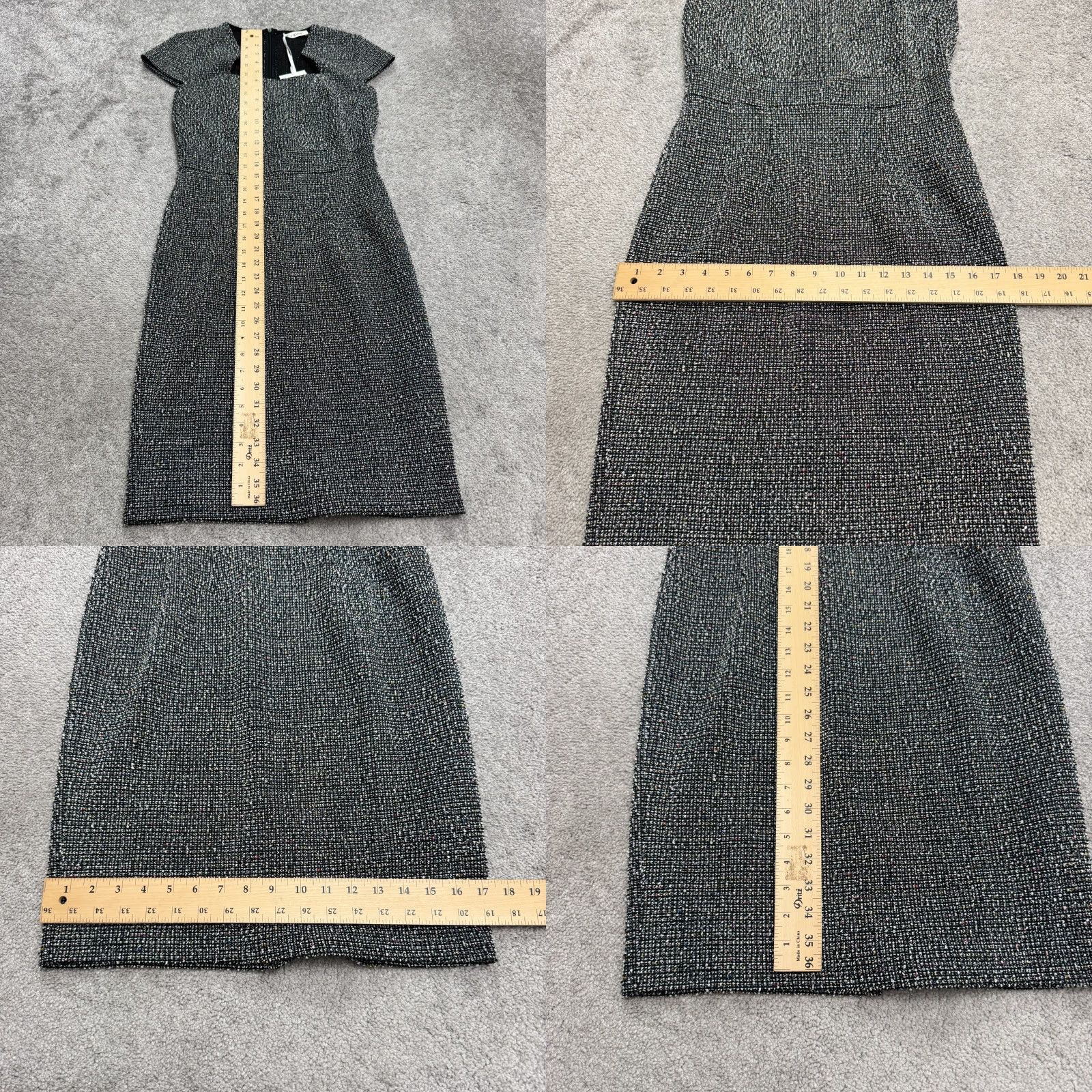 Vintage Grace Karin Tweed Midi Dress Womens Medium Black Asymmetrical Neck NWT Size M / US 6-8 / IT 42-44 - 9 Thumbnail