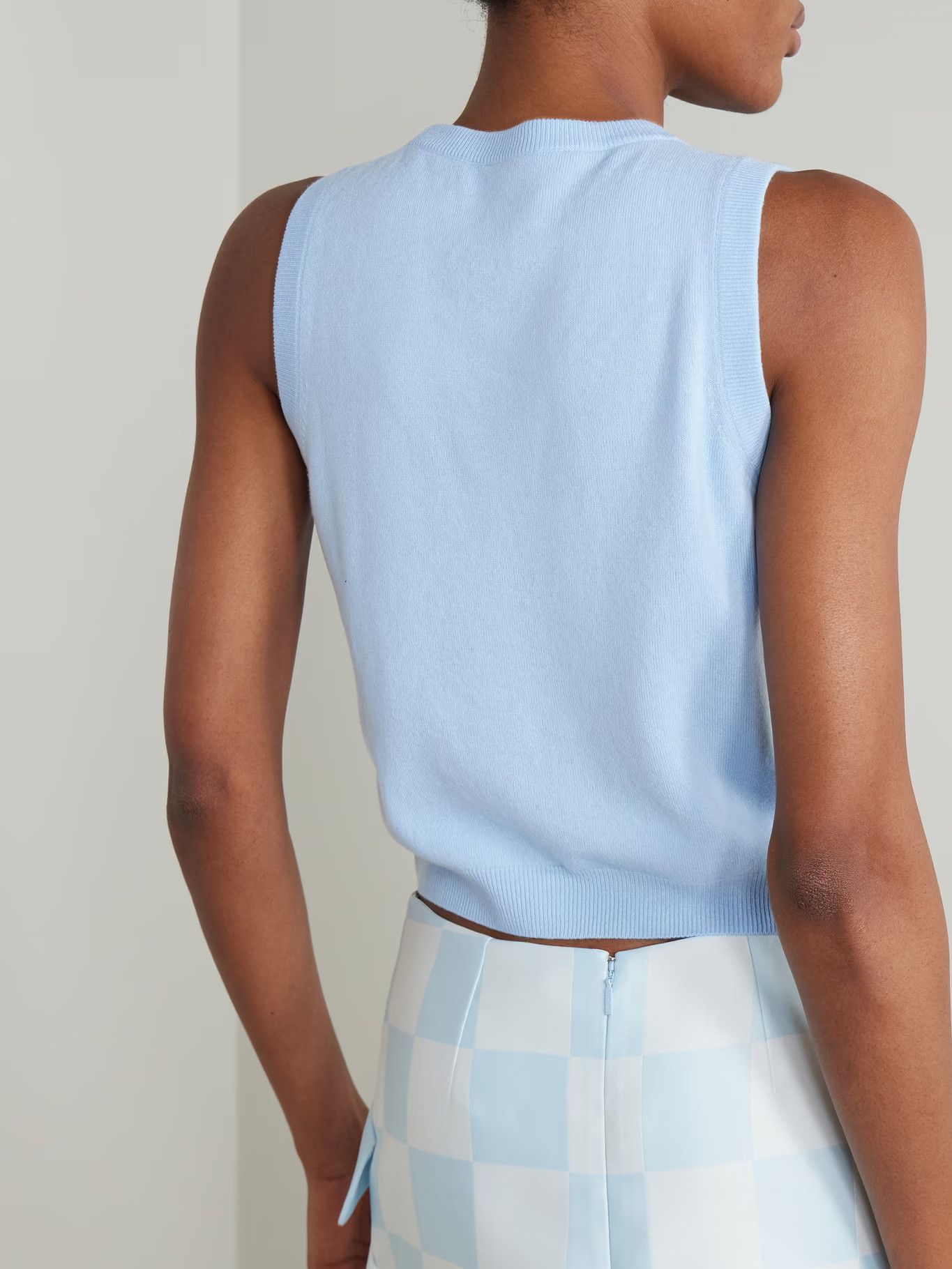 Versace o1y0226 Sleeveless Sweater in Sky Blue/White Size S / US 4 / IT 40 - 3 Thumbnail