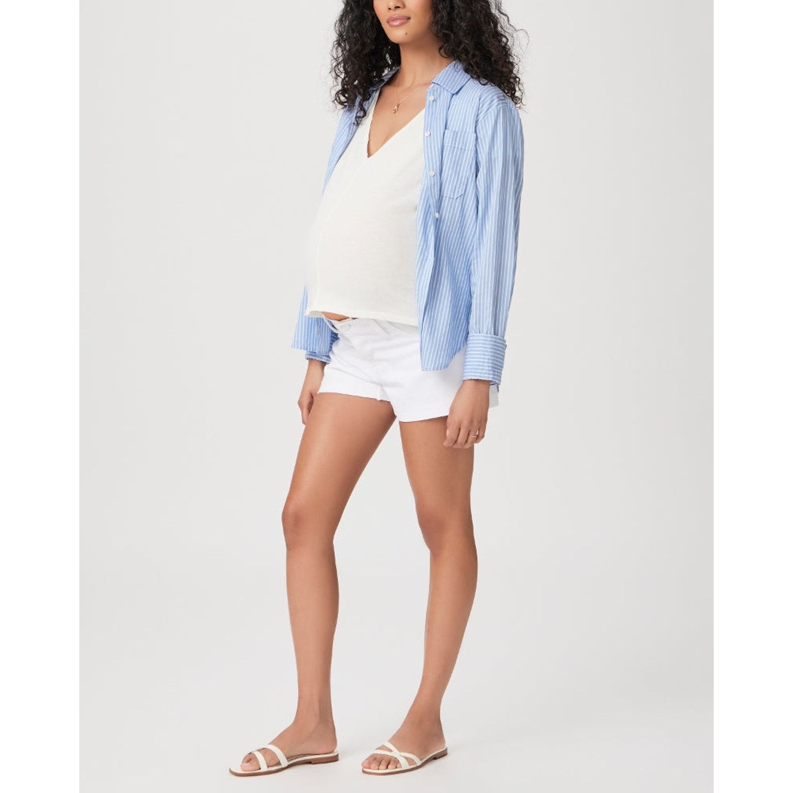 Paige Paige Skyline Peg White Stretch Denim Maternity Shorts Sz 28 Size 28" / US 6 / IT 42 - 1 Thumbnail