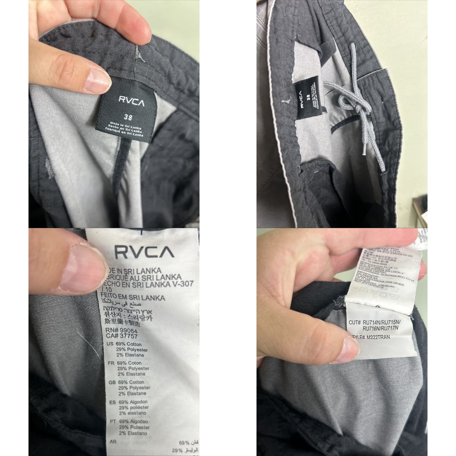 RVCA RVCA Men’s 38 Gray Cotton Blend Shorts Drawstring Chino Mens Size US 38 / EU 54 - 9 Thumbnail