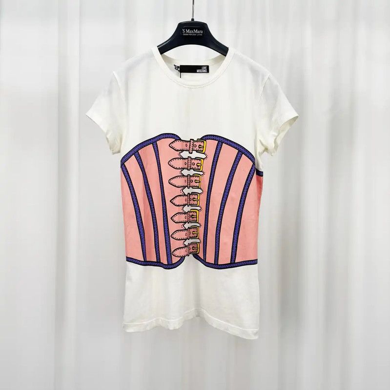Moschino Moschino Summer White Logo T-Shirt for Women 0089 Size L / US 10 / IT 46 - 1 Thumbnail