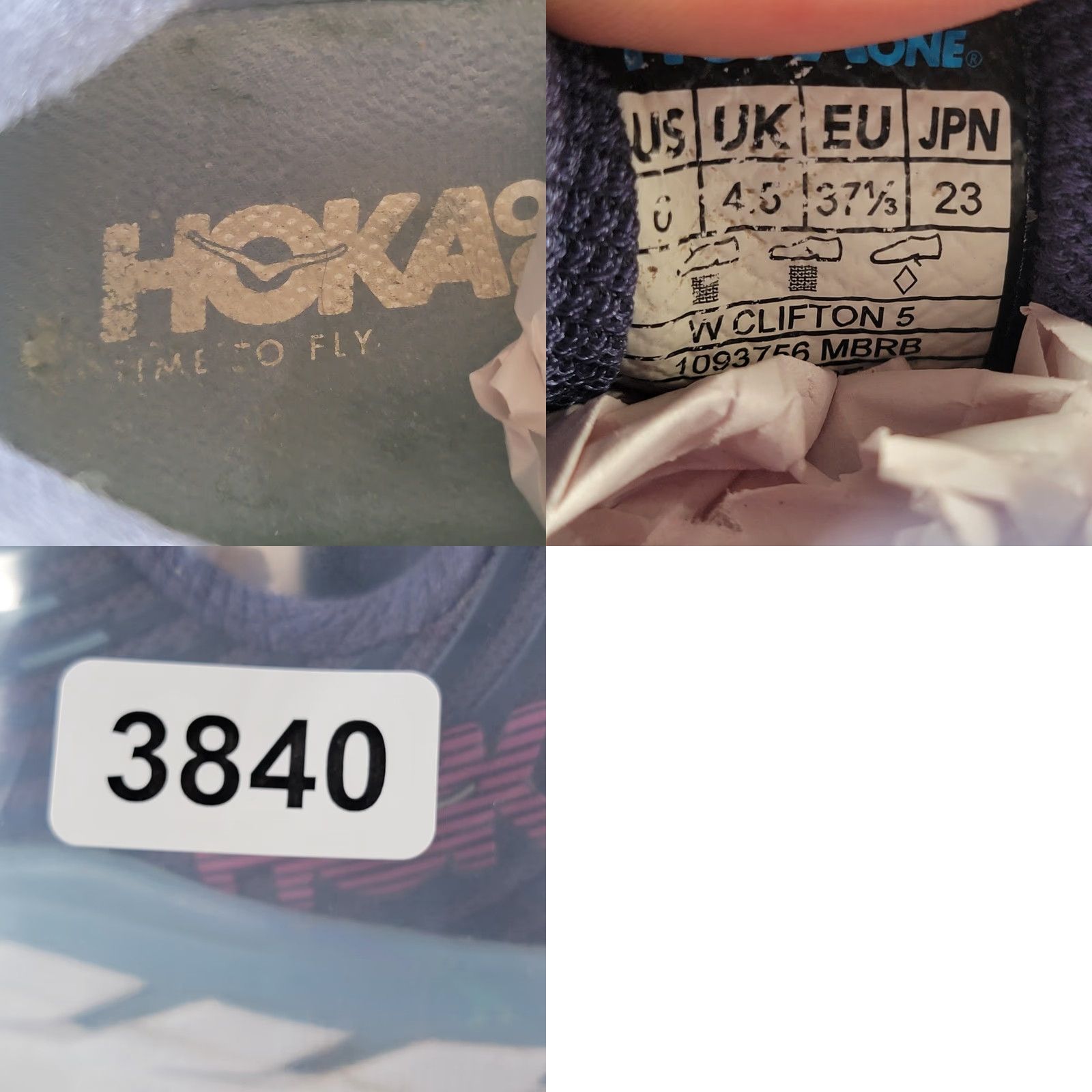 Vintage Hoka One One Women's Size 6/37.5 Clifton 5 Running Sneakers Blue Purple Clifton 5 Sneaker Women Shoe Size US 6 / IT 36 - 9 Thumbnail