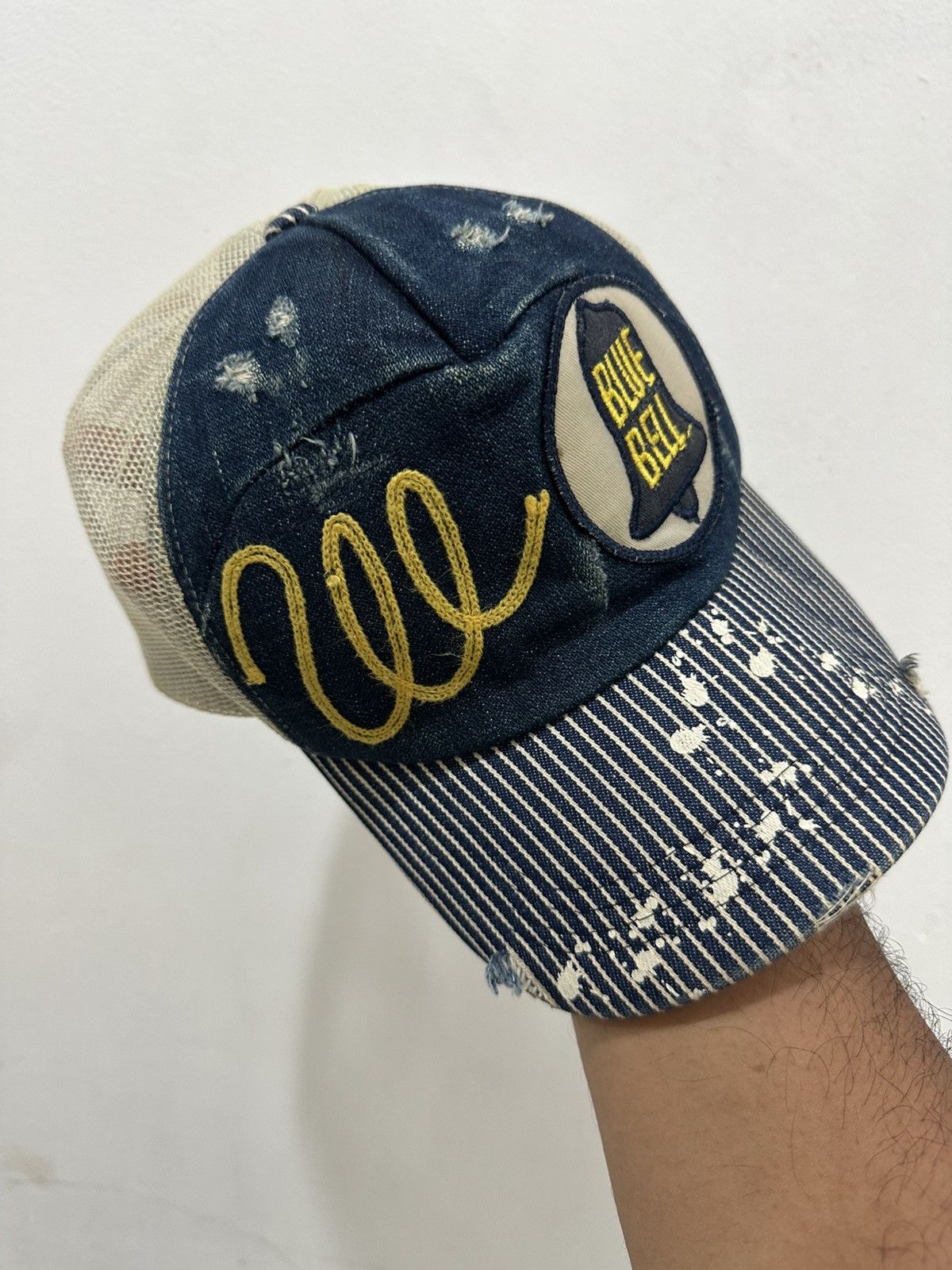 Wrangler VTG Wrangler Americano Distress Denim Trucker Hat Size ONE SIZE - 4 Thumbnail