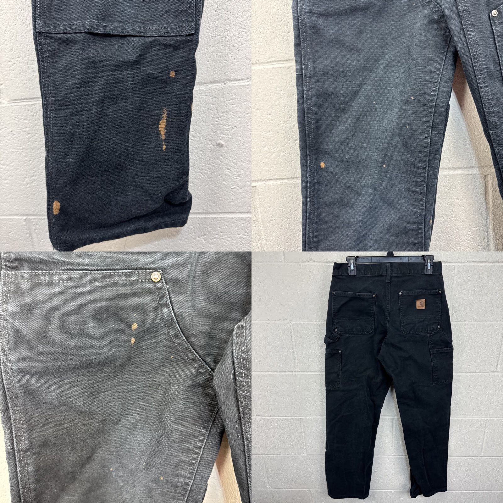 Carhartt VINTAGE Carhartt B136 Pants Carhartt Double Knee 29X30 Black Distressed Work Canvas 90s Grunge Mens Size US 29 - 8 Thumbnail