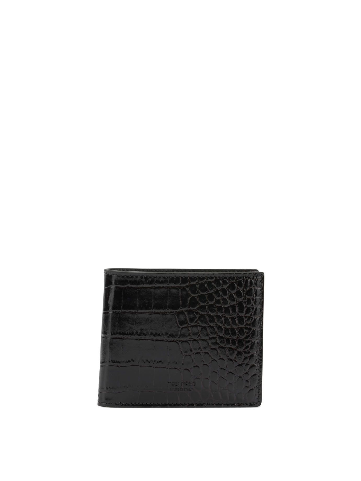 Tom Ford Crocodile-Effect Bi-Fold Wallet Men - USA Duties Paid