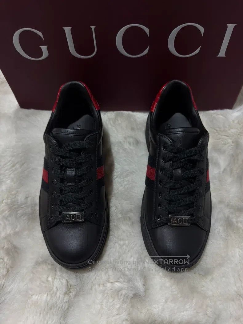Gucci Guicci Thick Sole Black Red Casual Shoes Size US 4.5 / IT 34.5 - 3 Thumbnail