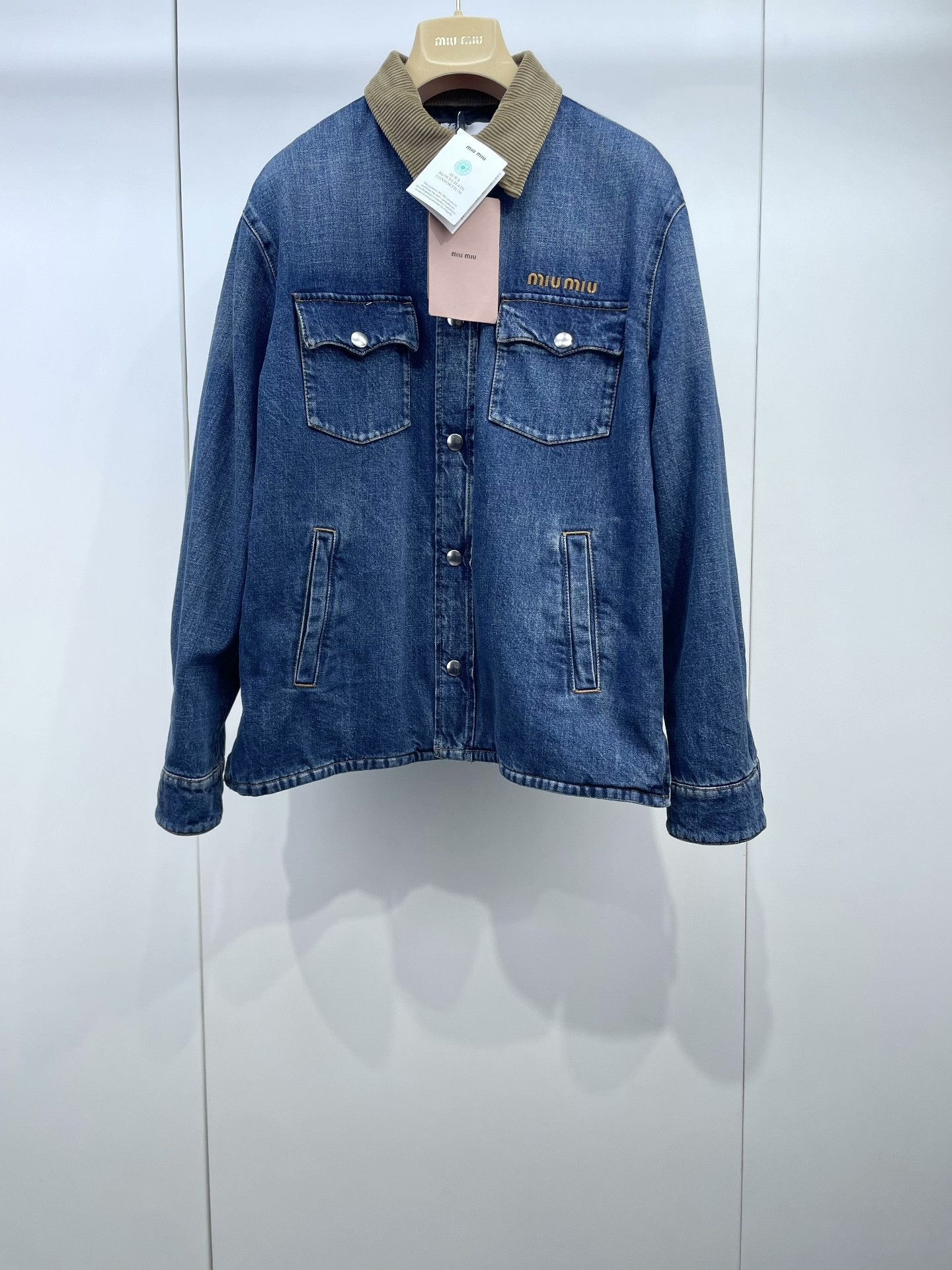 Miu Miu Miu Miu Corduroy Collar Denim Down Jacket Size XS / US 0-2 / IT 36-38 - 1 Thumbnail