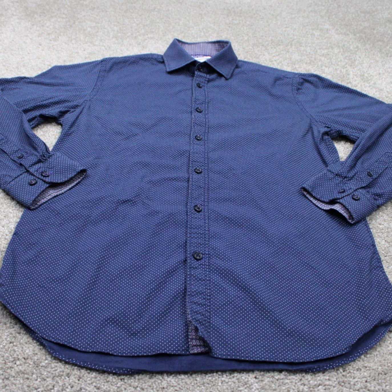Vintage Construct Dress Shirt Mens 15 32/33 Blue/Purple Slim Fit L/S Geometric Non-Iron Quick Dry Stretch Cadence? Size 40R - 3 Thumbnail