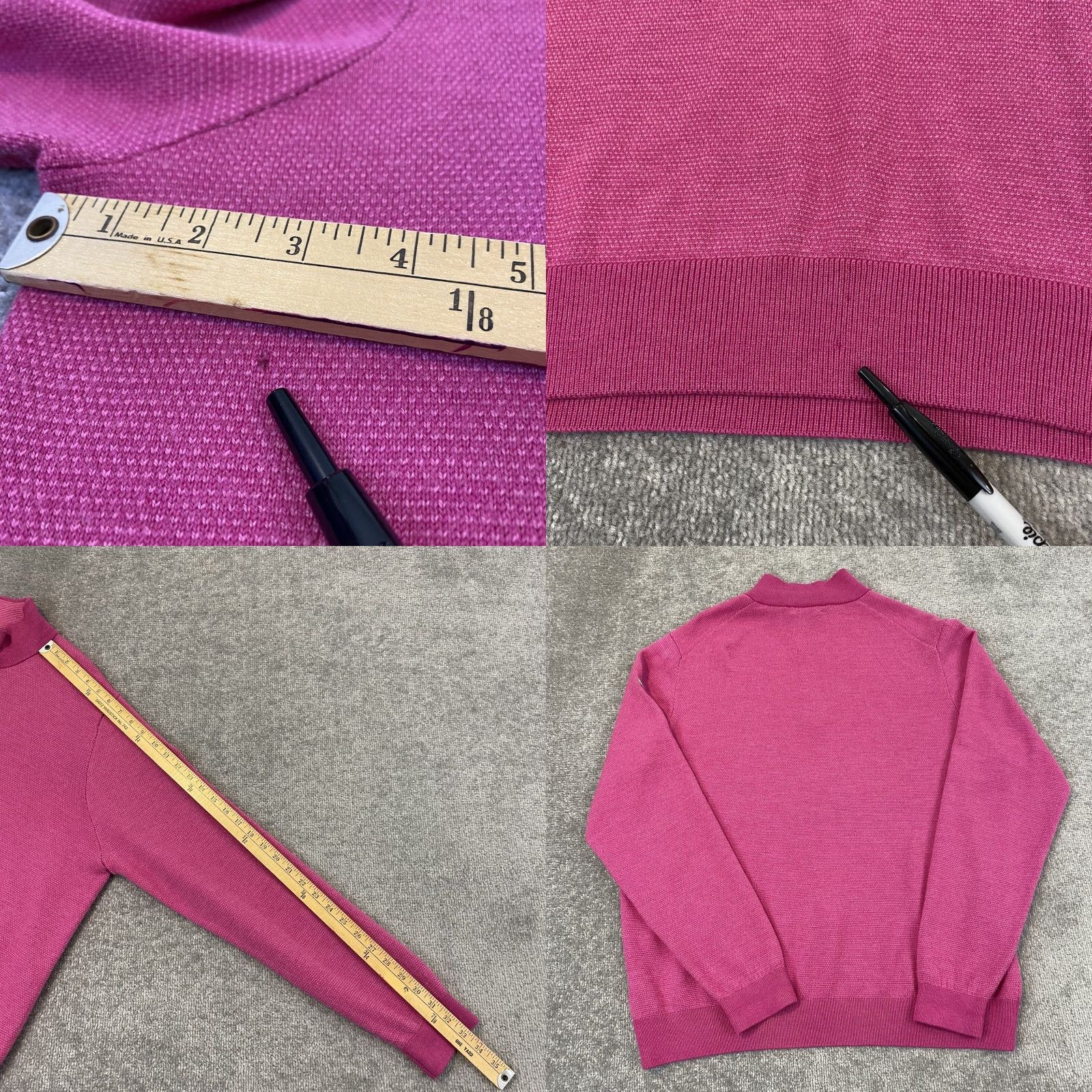 Vintage BOBBY JONES Wool Sweater Men XL Pink 1/4 Zip Pullover Golf Merino Rehoboth Beach Size US XL / EU 56 / 4 - 8 Thumbnail