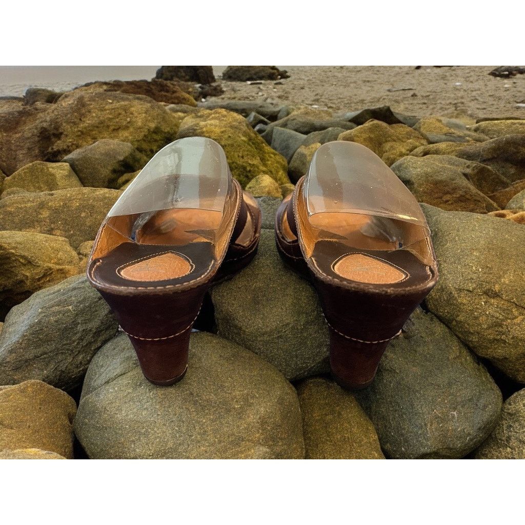 Clarks Clarks Artisan Coll. Sandals Brown Leather Heels Sz 6.5 M Size US 6.5 / IT 36.5 - 4 Thumbnail